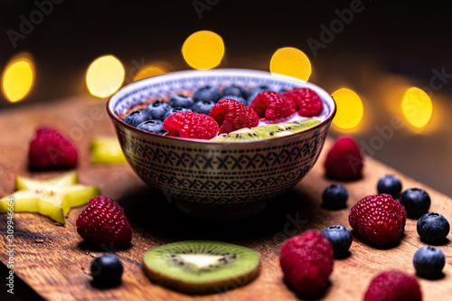 breakfast bowl with berries and fruits