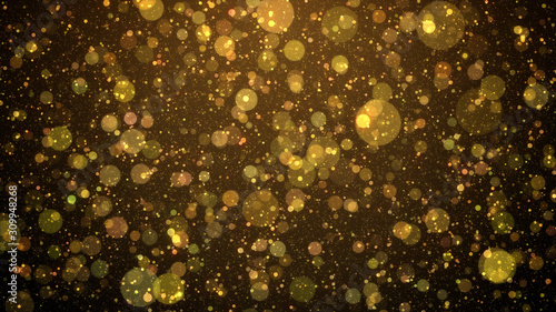Abstract Gold Sparkle Glitter Lights Grunge Dust Circles Background