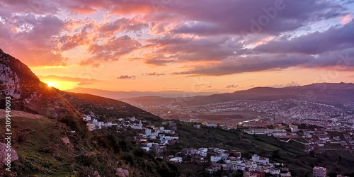 Sunset time in white city of Tetouan, North Morocco photo