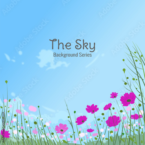 Beautiful Blue Sky Background with abstract clouds