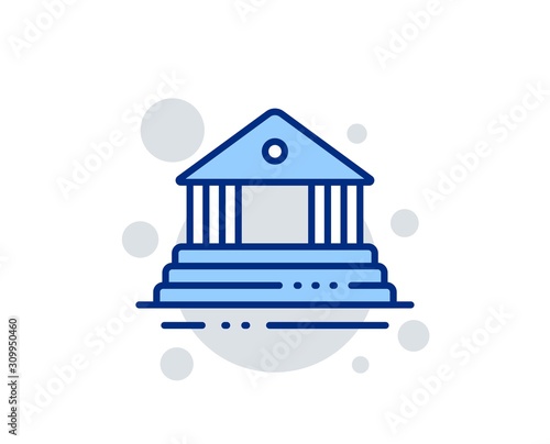Court building line icon. City architecture sign. Courthouse, government symbol. Linear design sign. Colorful court building icon. Vector