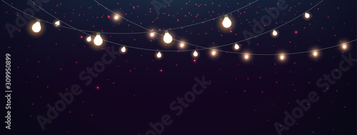 Magic Lights on night dark blue sky with sparkling stars