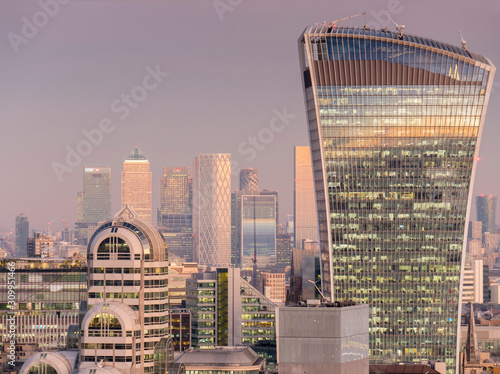 Photography europe, UK, England, London, Canary Wharf skyline from St Pauls