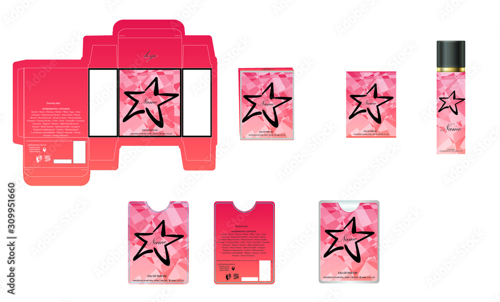 Packaging design, luxury perfume box, pocket perfume and deo design template and mock up box. Illustration vector. Packaging design, luxury perfume box, pocket perfume and deo design template and mock up box. Illustration vector.