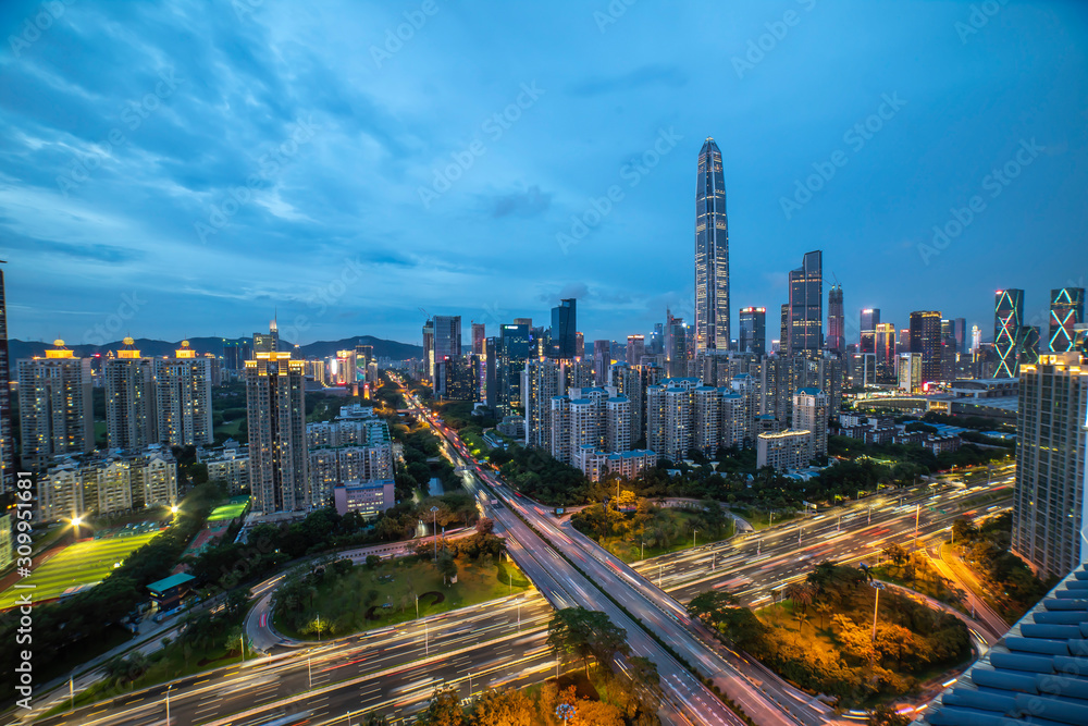 Fototapeta premium shen zhen nocny krajobraz miasta