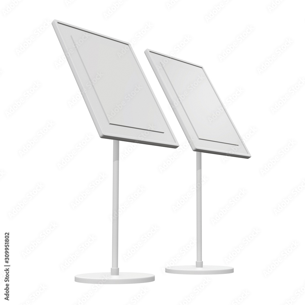 Blank nameplate stand. Trade show booth white and blank. 3d render isolated on white background. High Resolution Template for your design. Blank nameplate stand. Trade show booth white and blank. 3d render isolated on white background. High Resolution Template for your design.