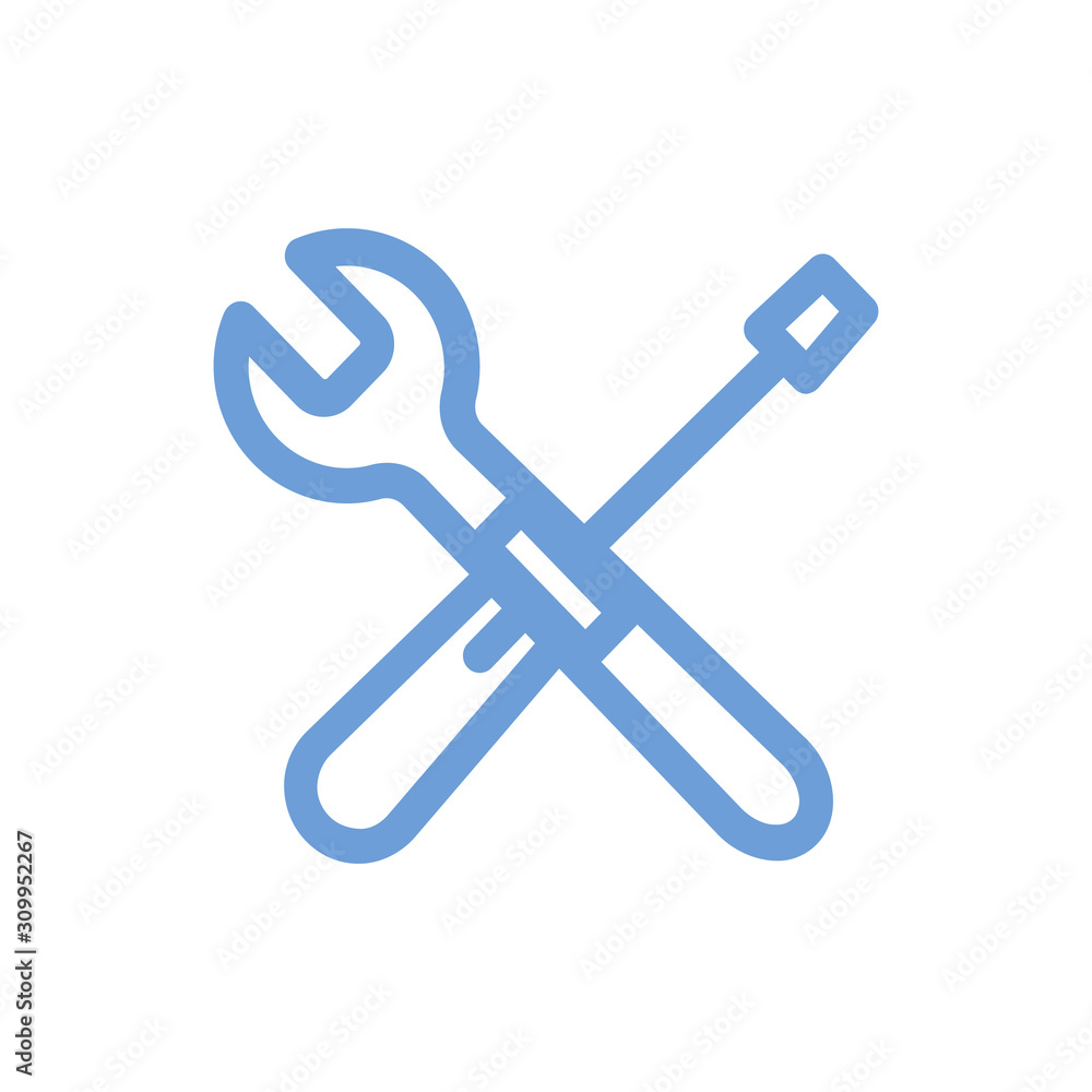 Wrench and screwdriver icon isolated on white background Wrench and screwdriver icon isolated on white background