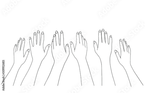 vector hands. thin line drawing black hands . Vector illustration