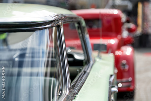 Bright vintage cars on a sunny day