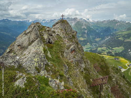 Alpine panorama from the rocky peak photo