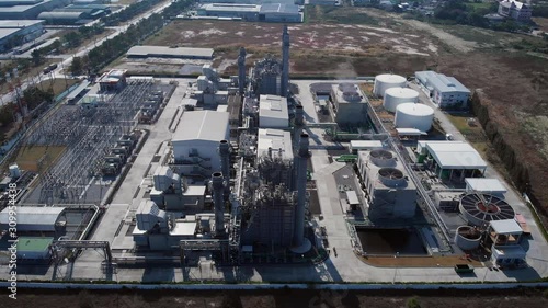 Aerial view Petrochemical plants and power plants.