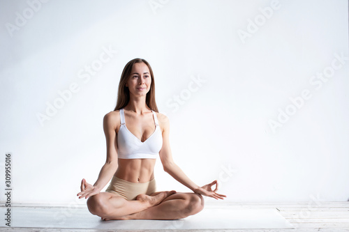 Yoga woman. Concept of spiritual knowledge and tranquility.