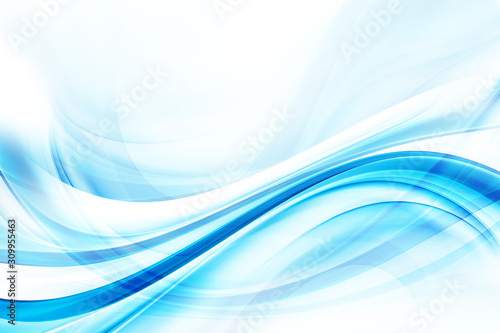 Design trendy element. Blue modern bright waves art. Blurred pattern effect background. Abstract creative graphic illustration. Decorative business concept. © SidorArt