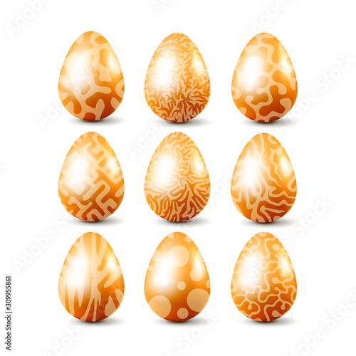 Chicken eggs with patterns on a white background in vector EPS10