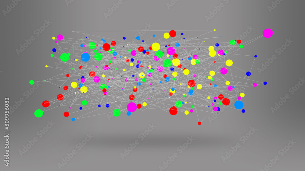 Abstract element with connected lines and dots. 3D illustration Abstract element with connected lines and dots. 3D illustration