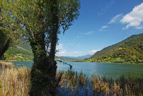 Panorama of Lake Endine  Province of Bergamo  Italy.
