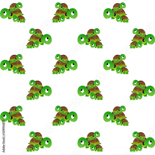 The Amazing of Cute Turtle Illustration, Cartoon Funny Character, Pattern Wallpaper