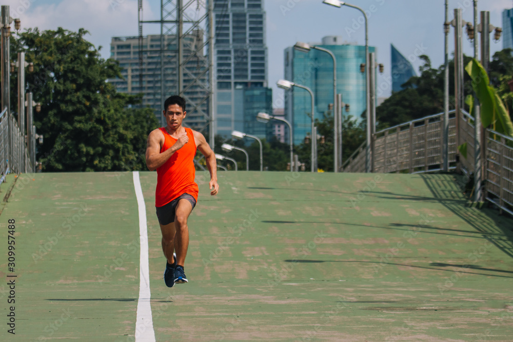 Fototapeta premium people doing exercises and warm up before running and jogging; Healthy lifestyle cardio together at outdoors