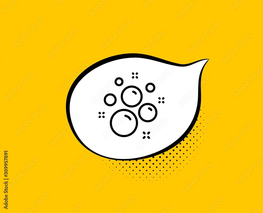 Clean bubbles line icon. Comic speech bubble. Laundry shampoo sign. Clothing cleaner symbol. Yellow background with chat bubble. Clean bubbles icon. Colorful banner. Vector Clean bubbles line icon. Comic speech bubble. Laundry shampoo sign. Clothing cleaner symbol. Yellow background with chat bubble. Clean bubbles icon. Colorful banner. Vector