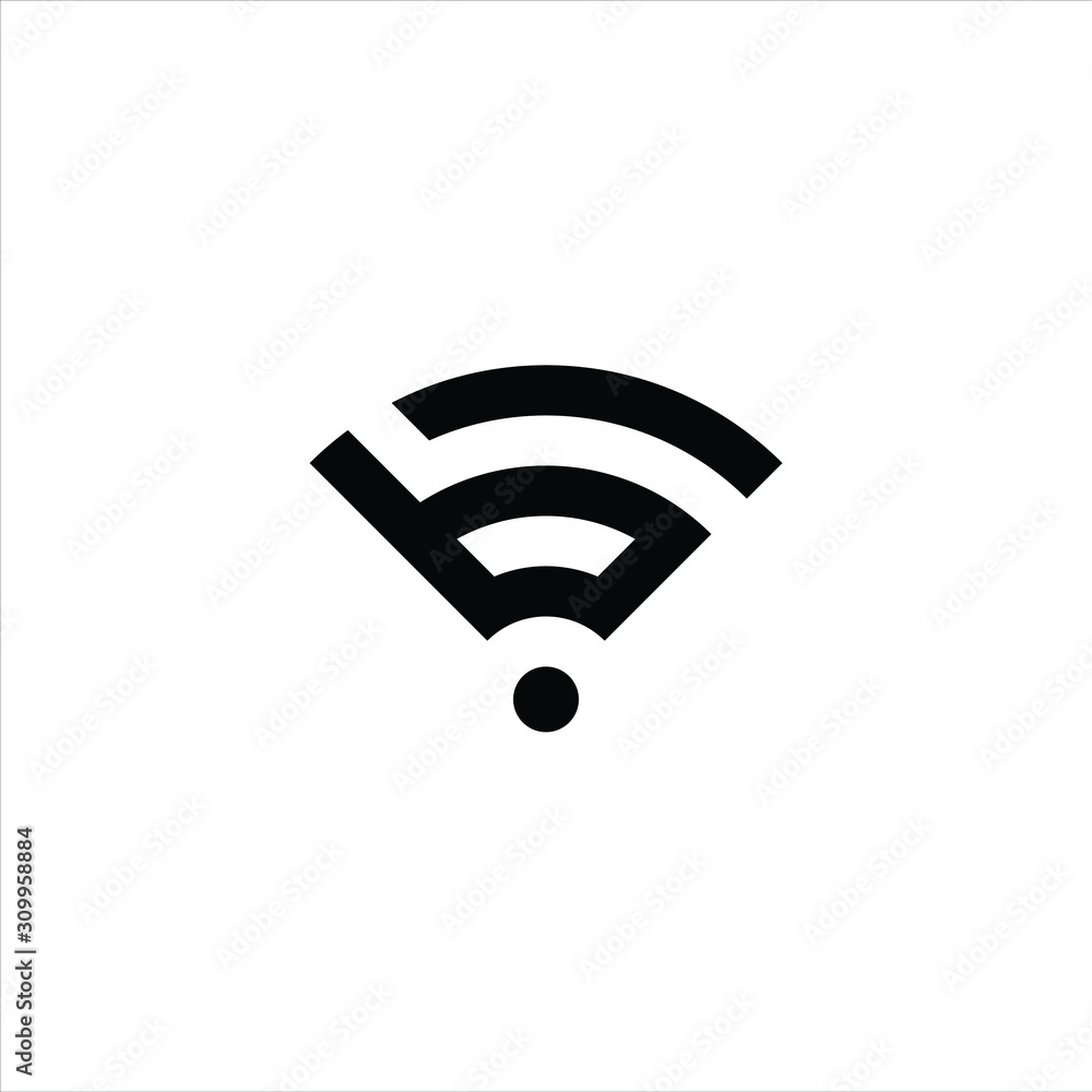 Wireless device connection wifi icon symbol with initial letter b logo. premium vector Wireless device connection wifi icon symbol with initial letter b logo. premium vector
