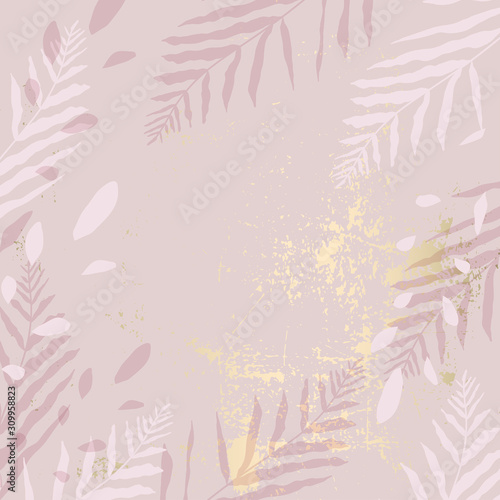 Fototapeta Naklejka Na Ścianę i Meble -  abstract floral pastel dusty pink gold blush textured decor background . Chic trendy shiny feminine tile pattern with botanical motifs 