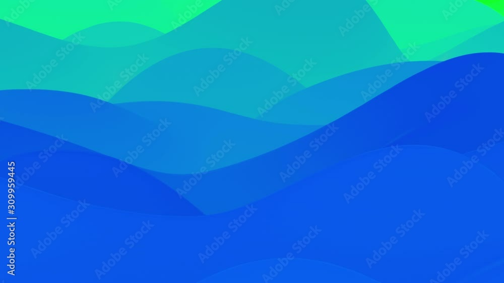 4k seamless loop with abstract fluid blue green gradients, inner glow wavy surface. Beautiful cold color gradients as abstract liquid background, smooth animation. 3d in flat pleasant modern style 4k seamless loop with abstract fluid blue green gradients, inner glow wavy surface. Beautiful cold color gradients as abstract liquid background, smooth animation. 3d in flat pleasant modern style
