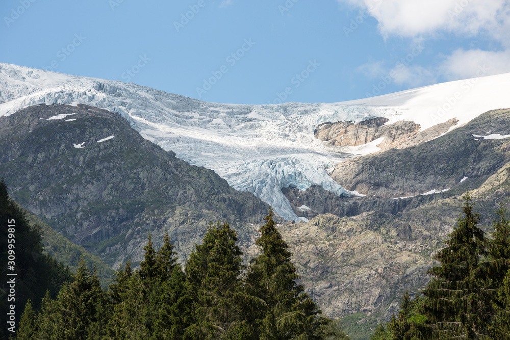 Blick auf den Folgefonna-Gletscher, Region Hardanger, Norwegen