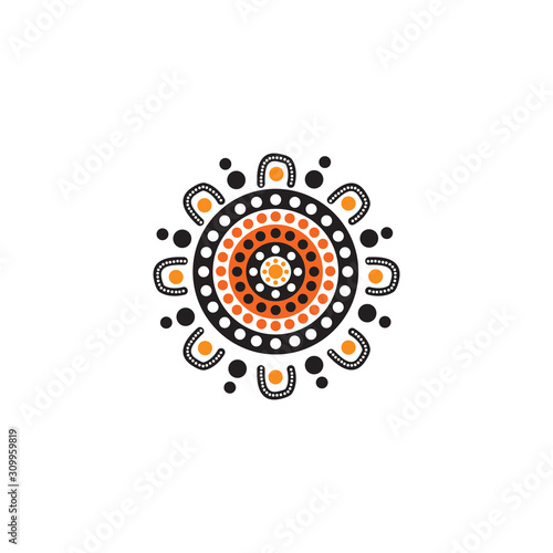 Aboriginal art dots painting icon logo design template