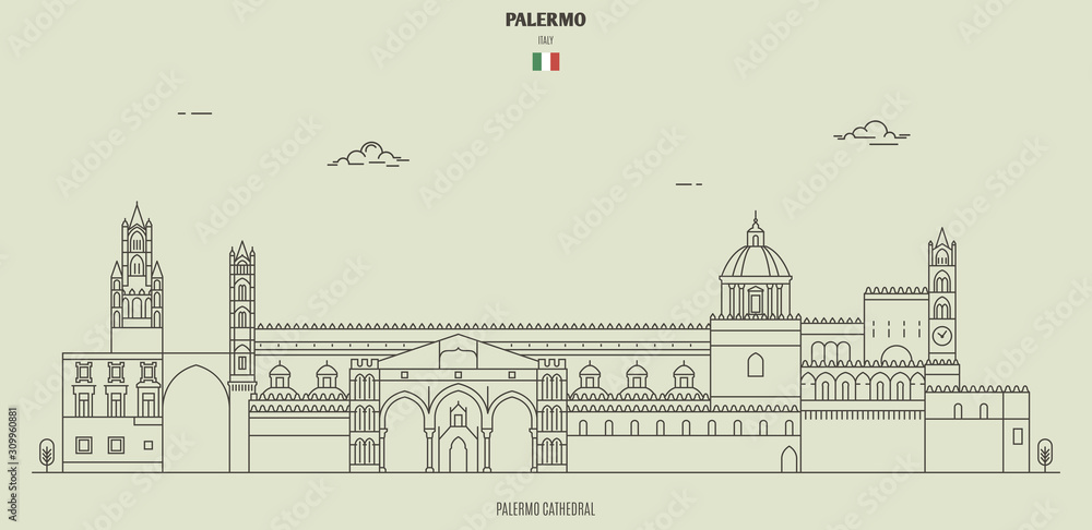 Palermo cathedral, Italy. Landmark icon