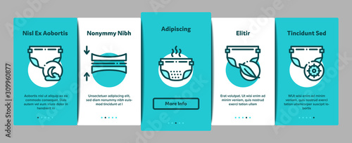 Diaper For Newborn Onboarding Mobile App Page Screen. Diaper For Kids With Drop Of Liquid And Leaf, Multilayer And Comfortable Concept Illustrations
