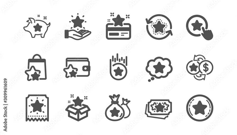Loyalty program icons. Bonus card, Redeem gift and discount coupon signs. Lottery ticket, Earn reward and winner gift icons. Classic set. Quality set. Vector Loyalty program icons. Bonus card, Redeem gift and discount coupon signs. Lottery ticket, Earn reward and winner gift icons. Classic set. Quality set. Vector