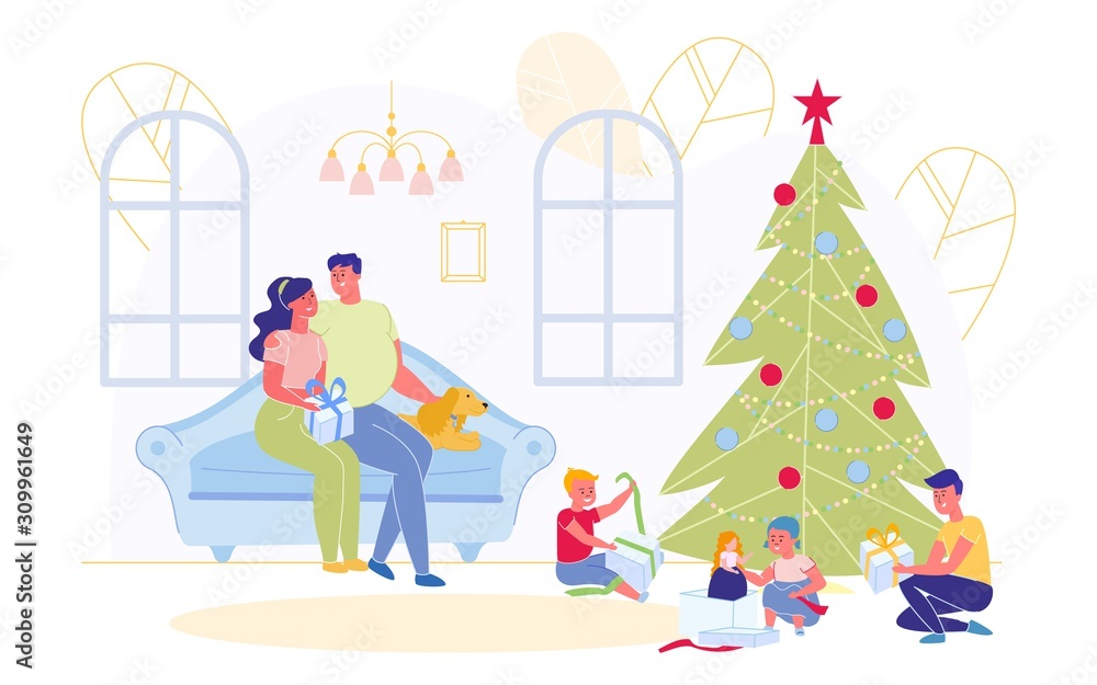 Happy Family Celebrating New Year or Christmas Happy Family Celebrating New Year or Christmas
