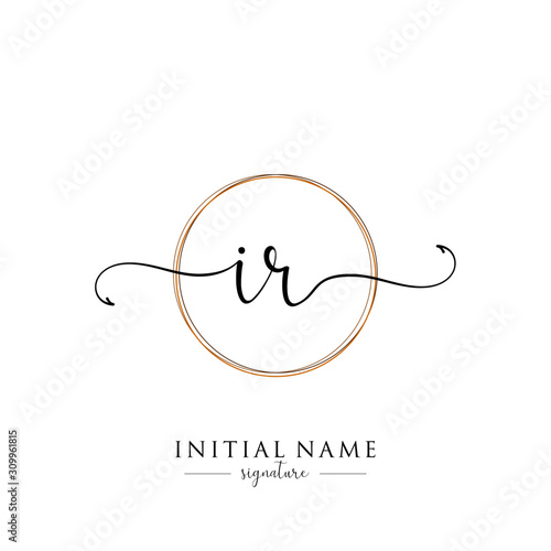 Initial Letter IR Signature Handwriting and Elegant Logo Design Vector