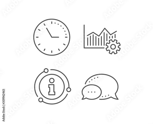 Operational excellence line icon. Chat bubble, info sign elements. Cogwheel sign. Linear operational excellence outline icon. Information bubble. Vector