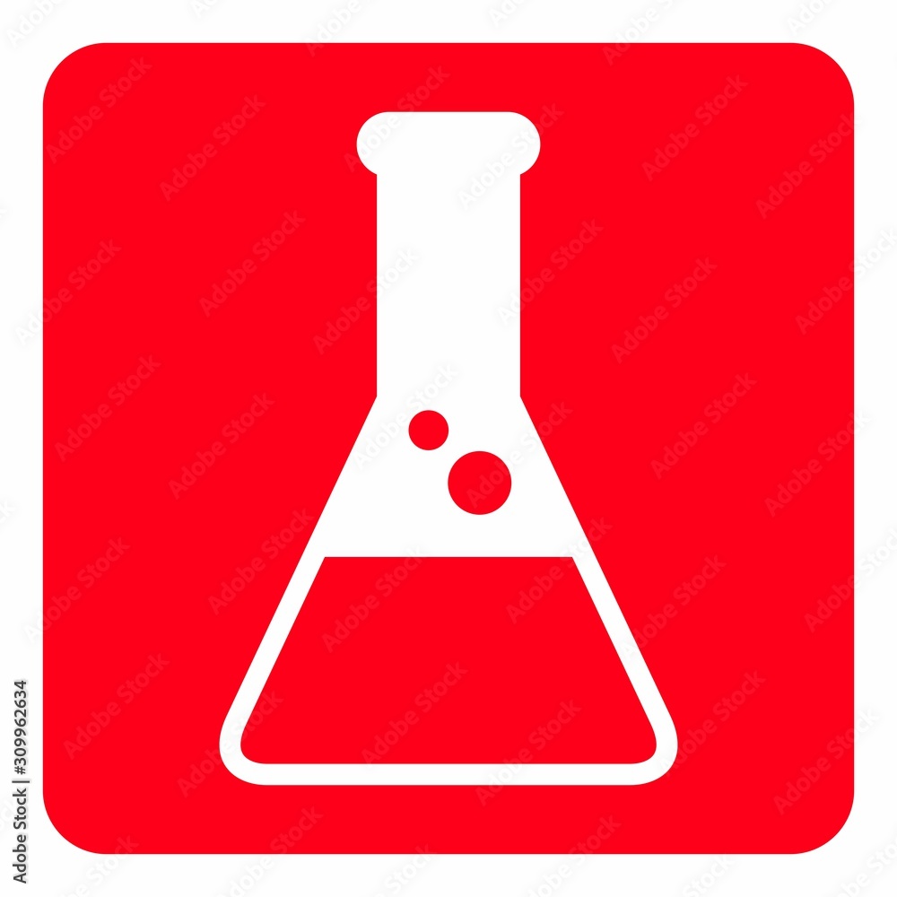 A red and white Lab flask icon illustration A red and white Lab flask icon illustration