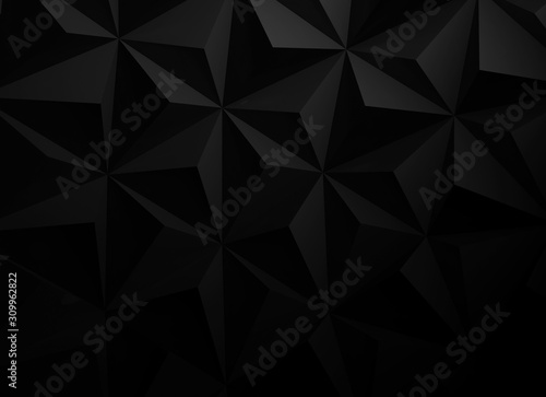 Fototapeta Naklejka Na Ścianę i Meble -  Abstract black background pattern 3d low-poly