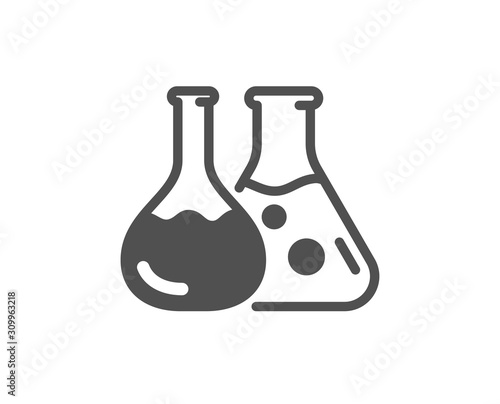 Laboratory flask sign. Chemistry lab icon. Analysis symbol. Classic flat style. Simple chemistry lab icon. Vector