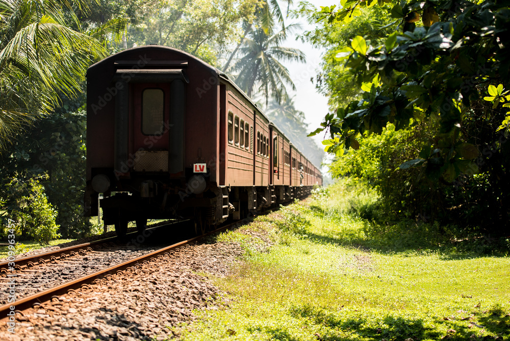 Images from the exterior of the second category train car in Sri Lanka from  Colombo to Matara. Colombo, Sri Lanka. Stock Photo | Adobe Stock