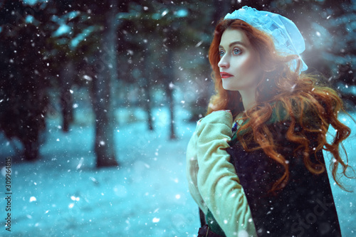 Obraz na plátně medieval winter woman
