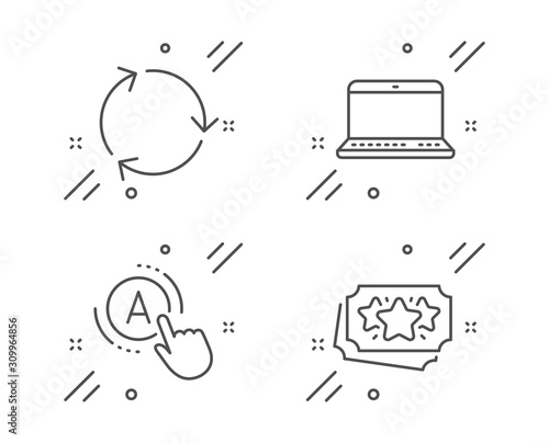 Ab testing, Notebook and Recycling line icons set. Loyalty points sign. A test, Laptop computer, Reduce waste. Bonus coupon. Business set. Line ab testing outline icon. Vector
