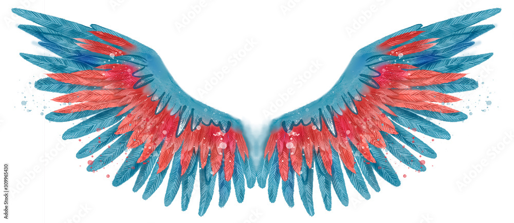 Obraz Beautiful magic watercolor turquoise wings
