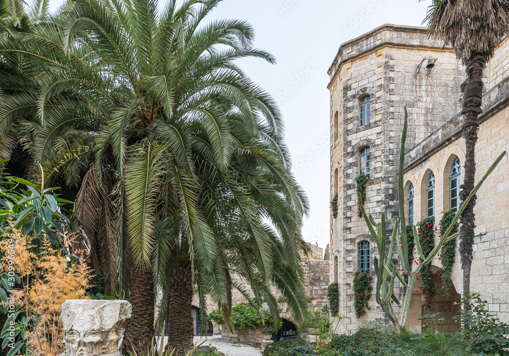 The Benedictine Abbey of Abu Gosh in the Chechen village Abu Ghosh near Jerusalem in Israel