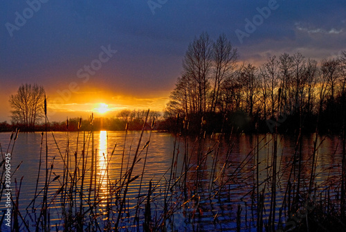 sunset over the lake