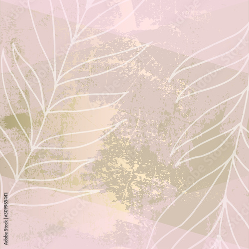abstract floral pastel dusty pink gold blush textured decor background . Chic trendy shiny feminine tile pattern with botanical motifs 