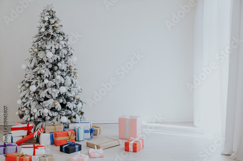 Wallpaper Mural White Christmas tree new year Christmas Interior holidays gifts winter Torontodigital.ca