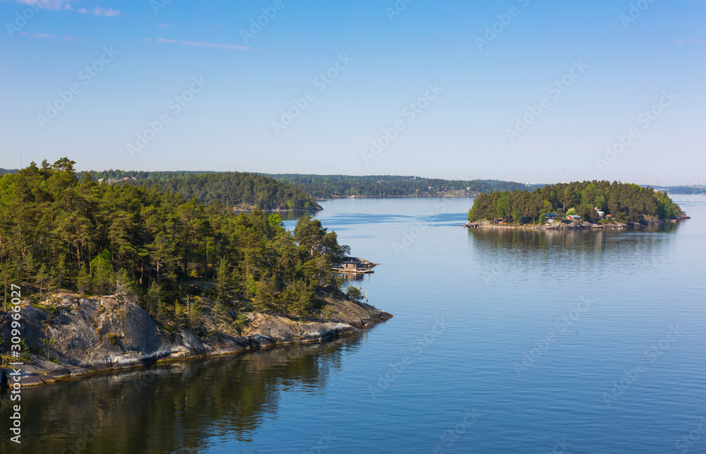 small houses on an island in Baltic Sea