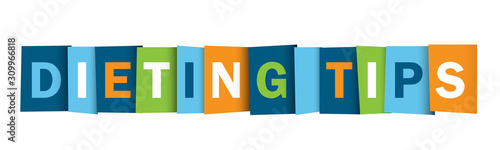 DIETING TIPS colorful vector typographic button
