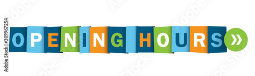 OPENING HOURS colorful vector typographic button