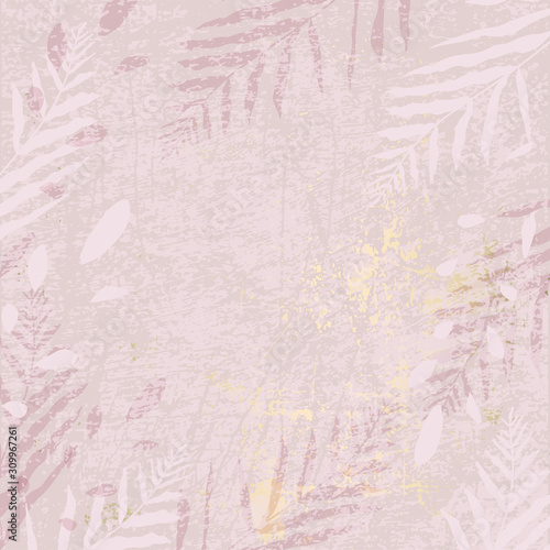 abstract floral pastel dusty pink gold blush textured decor background . Chic trendy shiny feminine tile pattern with botanical motifs 