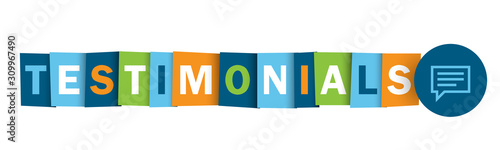TESTIMONIALS colorful vector typographic button